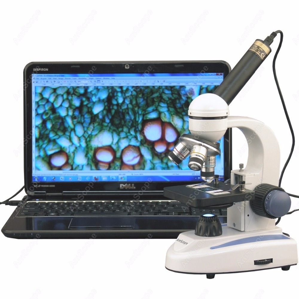 Amscope Microscope Compound 40X-1000X - AmScope draadloze monoculaire compoundmicroscoop 40X-1000X +